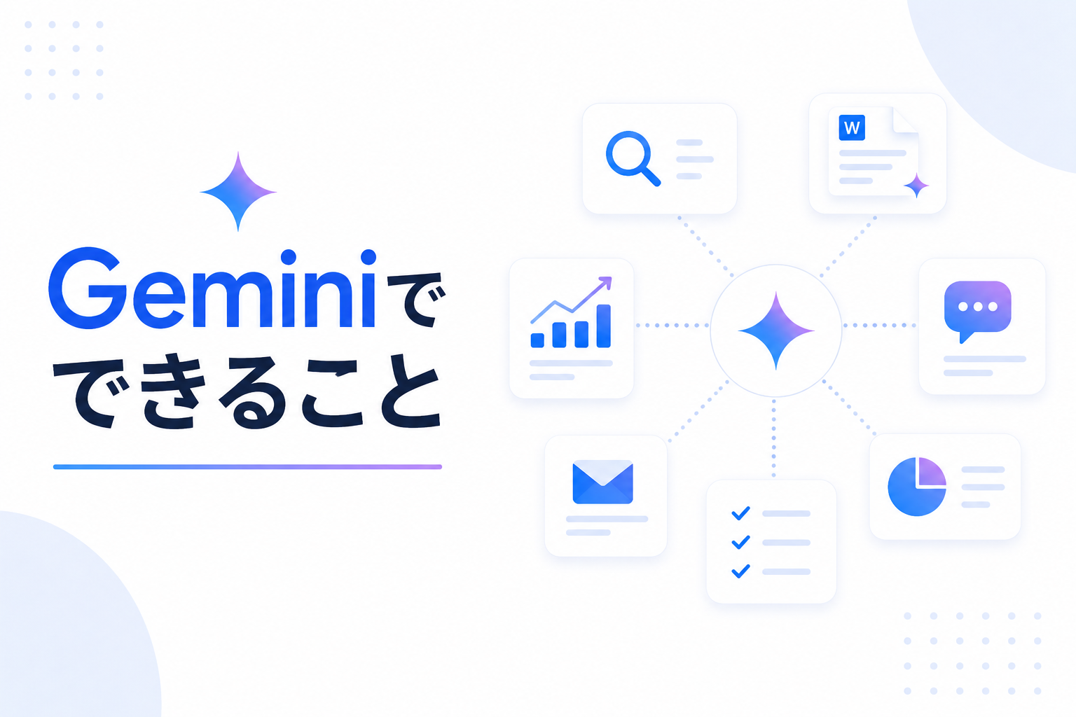 「Geminiでできること」の機能一覧のイメージ図