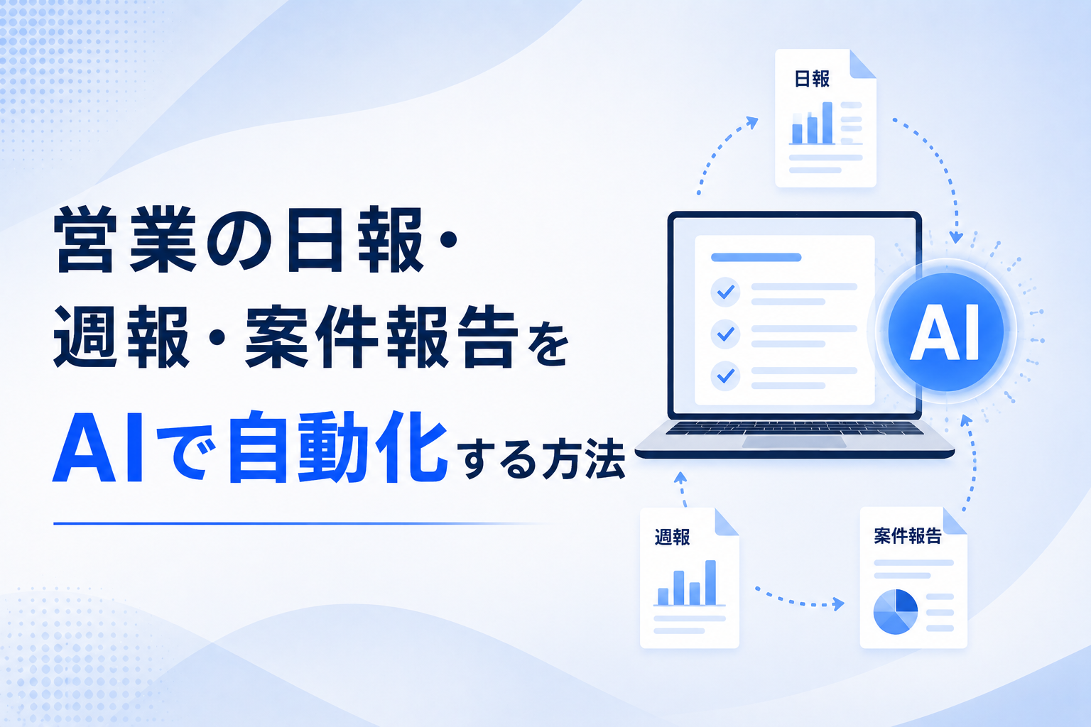 営業の日報・週報・案件報告をAIで自動化する記事のイメージ図