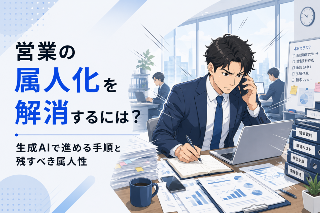営業の属人化を解消するには？という記事のイメージ図